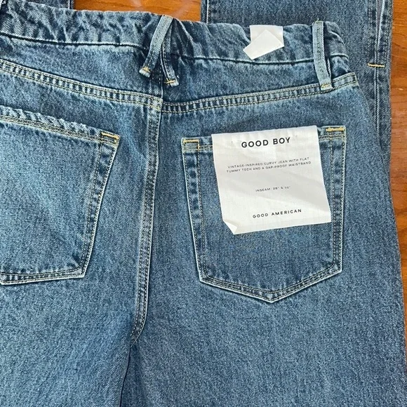 NWT Good American good boy women's Blue Straight Leg Jeans size 4/27 - Picture 8 of 16